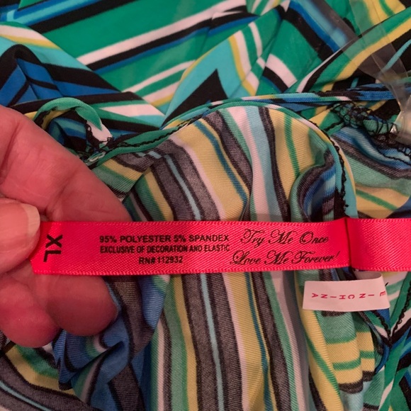 NWOT long multi colored chevron striped maxi dress. Green, yellow, blue. Sz XL - Picture 12 of 13